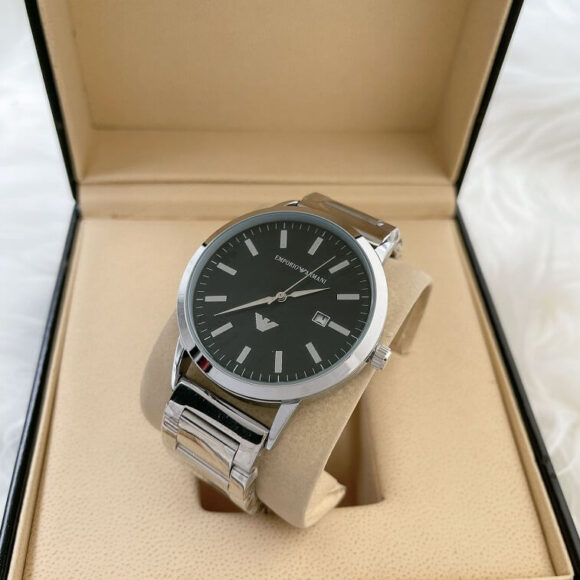 Emporio Armani Stylish Watches For Men With Box Silver 1