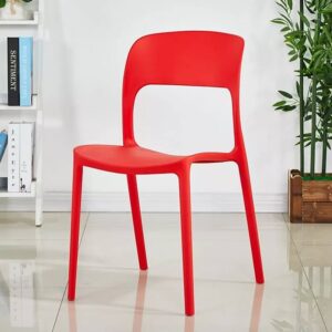 Famous Designers Minimalist Cafe Chairs Resin Plastic Stackable Outdoor Chairs For Restaurants Red in Ajman Shop Dubai