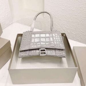 Balenciaga Women's Grey Coco-Print Medium Leather Hourglass XS Bag for Ladies - AjmanShop
