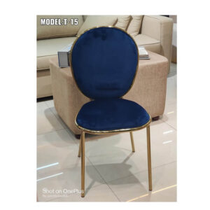High Fashion Wedding Armless Round Back Stay Dining Chair In Teak Pink Velvet Fabric Blue in AjmanShop Dubai