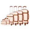 High Quality Vintage 5 Pieces Expandable Hard Spinner Luggage Set Cream - AjmanShop