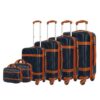 High Quality Vintage 5 Pieces Expandable Hard Spinner Luggage Set Navy Blue - AjmanShop