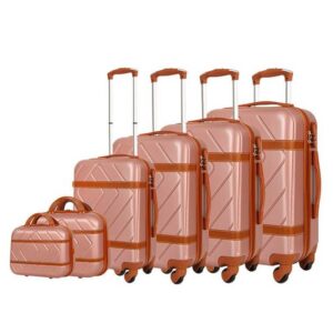 High Quality Vintage 5 Pieces Expandable Hard Spinner Luggage Set Pink in Ajman Shop Dubai
