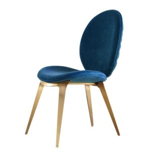 High Upholstered Dining Room Chairs Modern Velvet Dining Chairs Gold Legs Stainless Steel Chairs For Home Blue in Ajman Shop Dubai