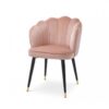 Luxury Velvet Dining Chair with Armrests Pistachio Clamshell Design Peach