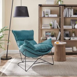 Luxury Velvet Wide Lounge Chair Green 1
