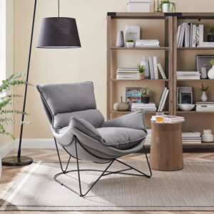 Luxury Velvet Wide Lounge Chair Grey 1