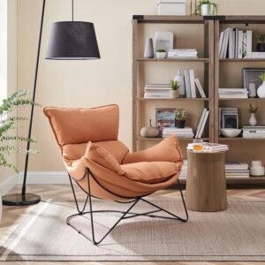 Luxury Velvet Wide Lounge Chair Orange 1
