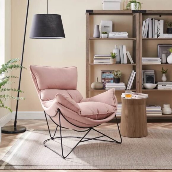 Luxury Velvet Wide Lounge Chair Pink 1
