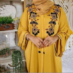 Mustard color Abaya - AjmanShop