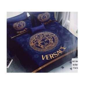 Navy Blue Versace Bed Sheet Cover Set- AjmanShop