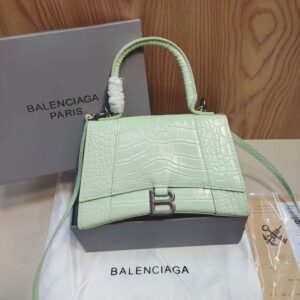 Balenciaga Ladies Pastel Green Coco-Print Medium Leather Hourglass XS Bag for Women - AjmanShop