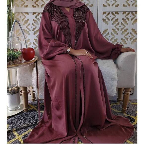 Purple Black Stone Abaya in Ajman Shop Dubai
