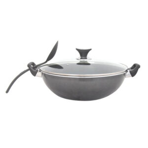 Sonex Non Stick Cooking Wok With Glass Lid and Spoon 27 Cm 2 1