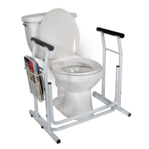 Standing Toilet Safety Rail Fits Standard and Elongated Toilets with Padded Armrests Magazine Rack in Ajman Shop Dubai