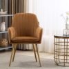 Stylish Side Chairs with Gold Metal Legs Camel 1