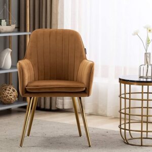 Stylish Side Chairs with Gold Metal Legs Camel 1