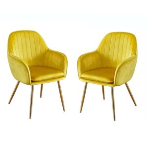 Stylish Side Chairs with Gold Metal Legs Yellow