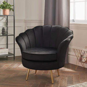 Tulip Velvet Sofa Single Seater Queen Lounge Chair Black in AjmanShop Dubai