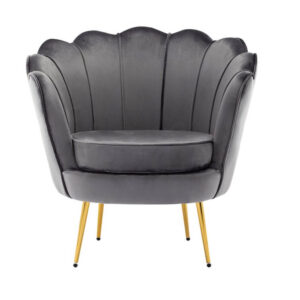 Tulip Velvet Sofa Single Seater Queen Lounge Chair Dark Grey in AjmanShop Dubai