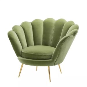 Tulip Velvet Sofa Single Seater Queen Lounge Chair Olive in AjmanShop Dubai