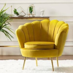 Tulip Velvet Sofa Single Seater Queen Lounge Chair Yellow in Ajman Shop Dubai