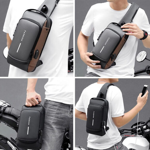USB Charged TSA Serect Lock Fashion Chest Bag Travel Messenger Bag - AjmanShop