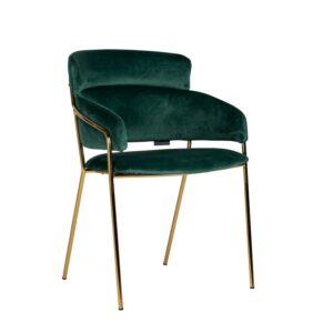 Velvet Dinning Chair with Gold Legs Green