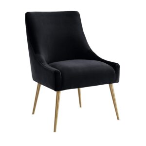 Velvet Side Chair With Gold Legs Handle Black in Ajman Shop Dubai