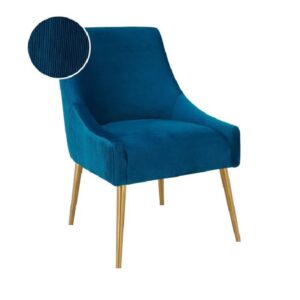 Velvet Side Chair With Gold Legs Handle Blue in Ajman Shop Dubai