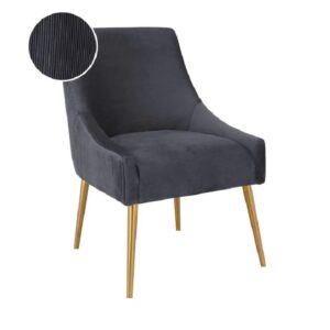Velvet Side Chair With Gold Legs Handle Dark Grey