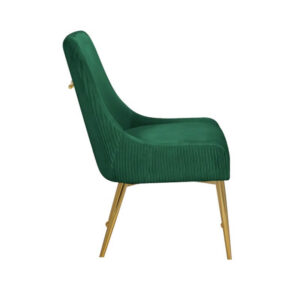 Velvet Side Chair With Gold Legs Handle Green in Ajman Shop Dubai