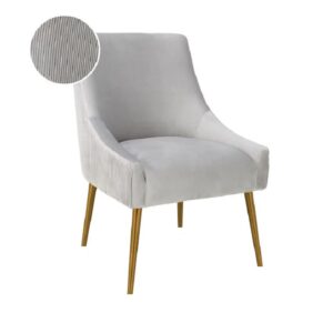 Velvet Side Chair With Gold Legs Handle Grey in Ajman Shop Dubai