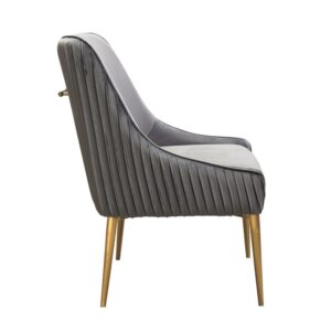 Velvet Side Chair With Gold Legs Handle Grey
