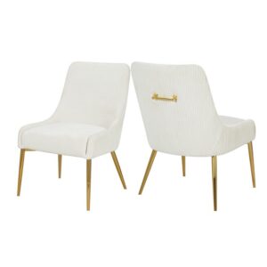 Velvet Side Chair With Gold Legs Handle White in Ajman Shop Dubai