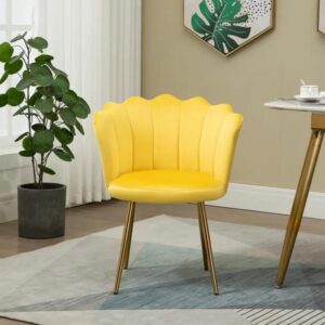 Velvet Wide Club Chair for Home Yellow 1