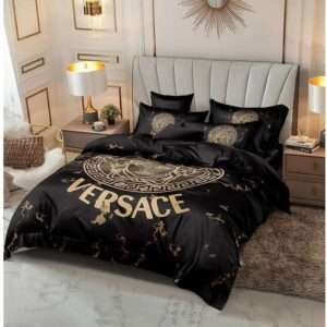 Versace Bed Sheet Cover Set Black Gold- AjmanShop