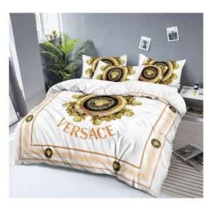 Versace Bed Sheet Cover Set White- AjmanShop