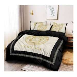 Versace Printed Bed Sheet Cover Set Black- AjmanShop