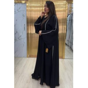 white piping Abaya in Ajman Shop Dubai
