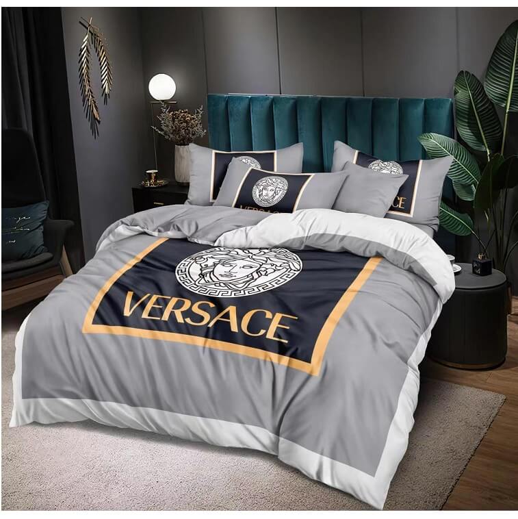 Versace Grey Bedsheet 6 pcs Set Cotton Material in AjmanShop