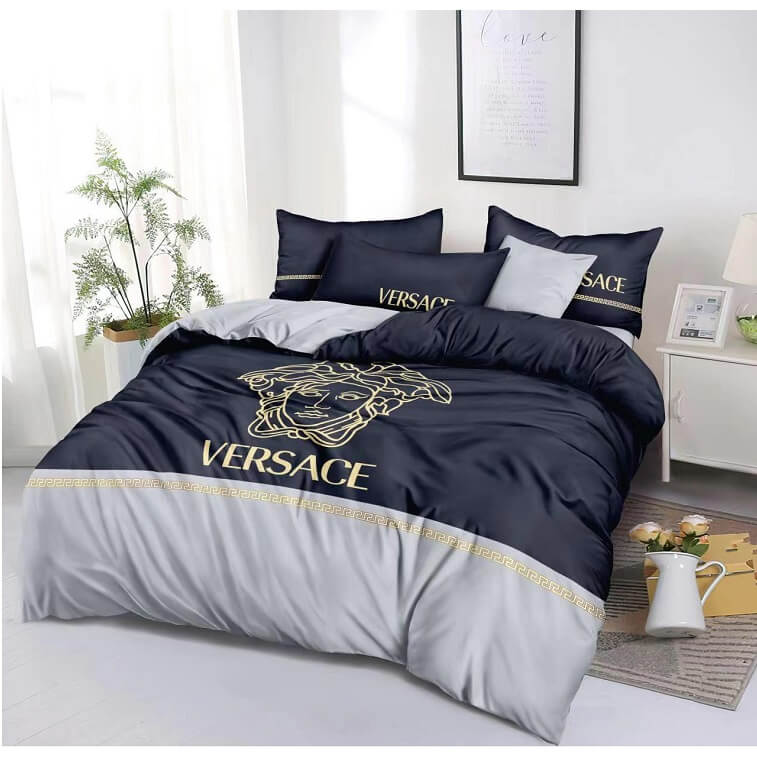 Versace Blue Bedsheet 6pcs Set Cotton Material in AjmanShop