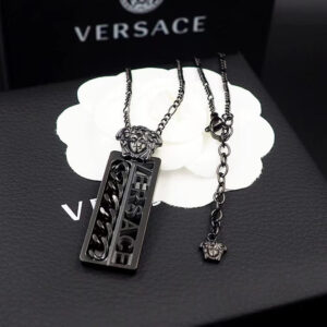 Versace Unisex Necklace Black And Gold- AjmanShop