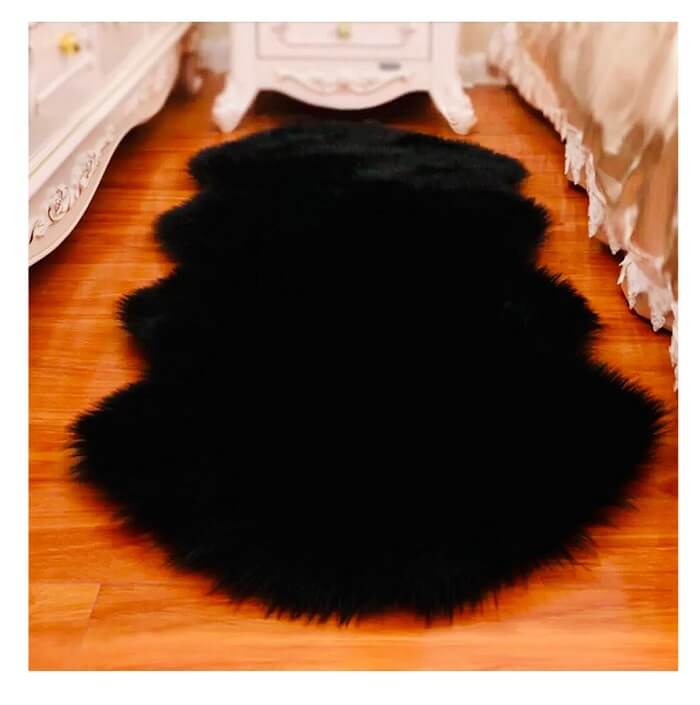 Black Fur Carpet for Living Room with Anti Slip Bottom in AjmanShop 
