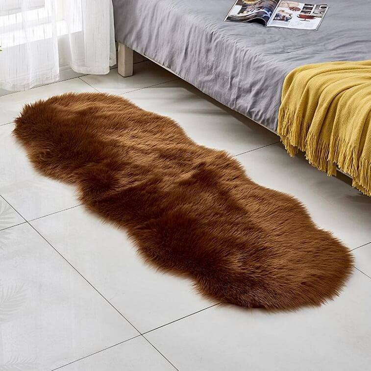 Brown Fur Carpet for Living Room with Anti Slip Bottom in AjmanShop 1 1