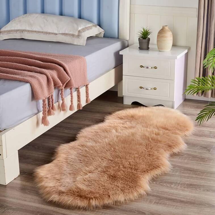Caramel Fur Carpet for Living Room with Anti Slip Bottom in AjmanShop