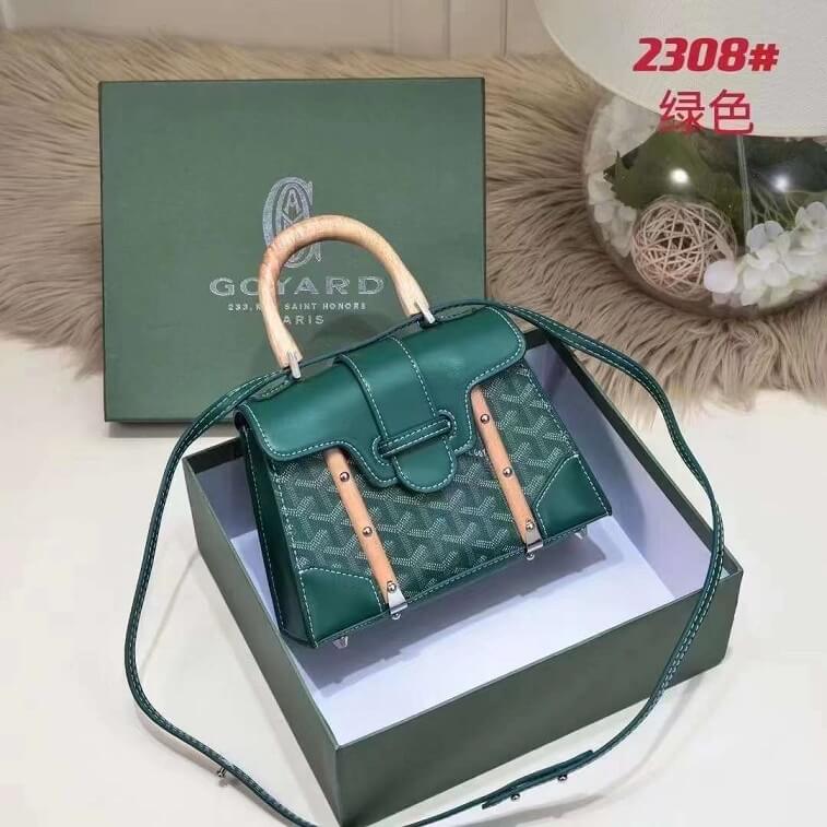 Goyard Green Bag Coated Canvas and Leather Handle Bag- AjmanShop