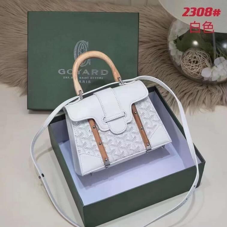 Goyard White Bag Coated Canvas and Leather Handle Bag- AjmanShop