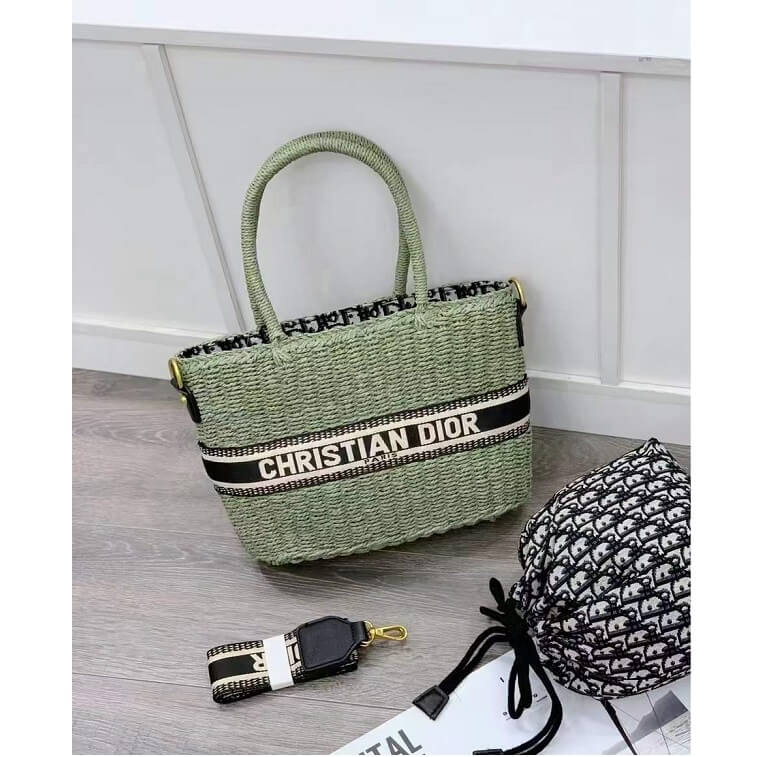 Green Woven Bag by Dior Beach Tote HandBag- AjmanShop