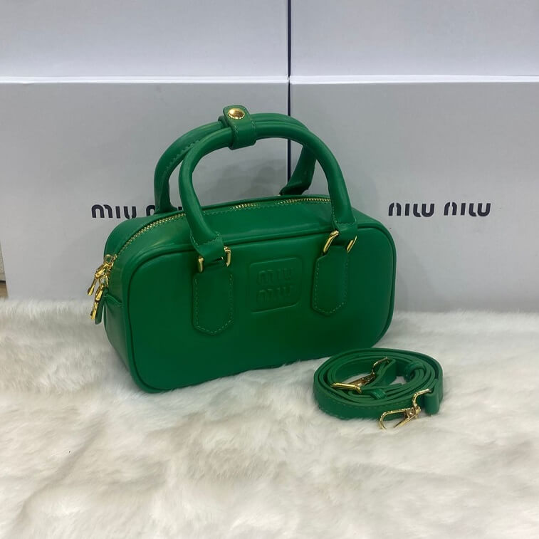 Miu Miu Green Bag Leather Mini Top Handle Bag- AjmanShop